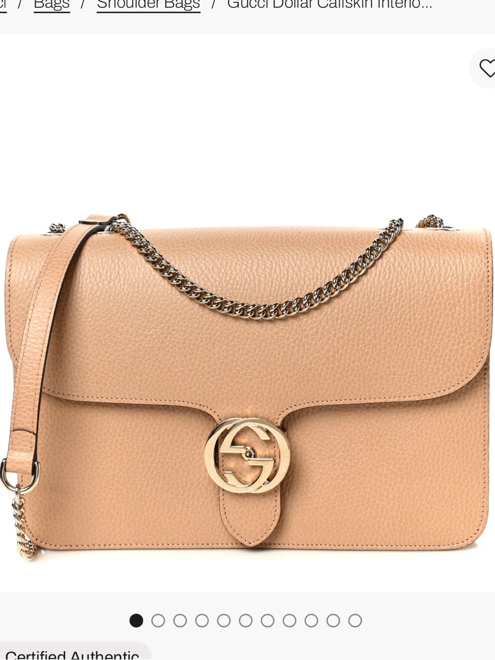 Gucci Dollar Calfskin Interlocking G Shoulder Bag Camelia